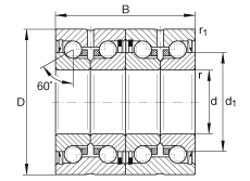 推力角接觸球軸承 ZKLN1747-2RS-2AP, 配對，雙向，兩側唇密封