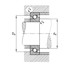 推力角接觸球軸承 BSB035072-T, 單向，接觸角 α = 60°，限制公差