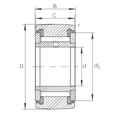 支撐型滾輪 NATV30-PP, 滿裝滾針，軸向引導(dǎo)，兩側(cè)用推力滑動墊圈