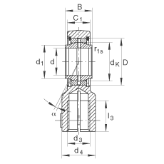 液壓桿端軸承 GIHNRK12-LO, 根據(jù) DIN ISO 12 240-4 標(biāo)準(zhǔn)，帶右旋螺紋夾緊裝置，需維護(hù)