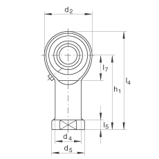 桿端軸承 GIKR30-PB, 根據 DIN ISO 12 240-4 標準，帶右旋內螺紋，需維護