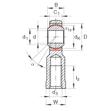 桿端軸承 GIKL18-PW, 根據(jù) DIN ISO 12 240-4 標準，帶左旋內(nèi)螺紋，需維護