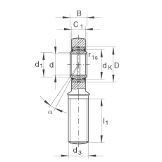 桿端軸承 GAR20-DO, 根據(jù) DIN ISO 12 240-4 標(biāo)準(zhǔn)，帶右旋外螺紋，需維護(hù)