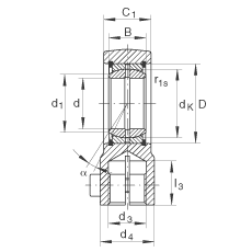 液壓桿端軸承 GIHRK25-DO, 根據(jù) DIN ISO 12 240-4 標(biāo)準(zhǔn)，帶右旋螺紋夾緊裝置，需維護(hù)