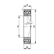 主軸軸承 HSS71900-C-T-P4S, 調(diào)節(jié)，成對(duì)安裝，接觸角 α = 15°，兩側(cè)唇密封，非接觸，加嚴(yán)公差