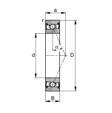 主軸軸承 HSS71903-E-T-P4S, 調節，成對安裝，接觸角 α = 25°，兩側唇密封，非接觸，限制公差