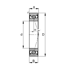主軸軸承 HCS7001-C-T-P4S, 調節，成對安裝，接觸角 α = 15°，兩側唇密封，非接觸，限制公差