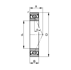 主軸軸承 HCS71909-E-T-P4S, 調節，成對或單元安裝，接觸角 α = 25°，兩側唇密封，非接觸，限制公差