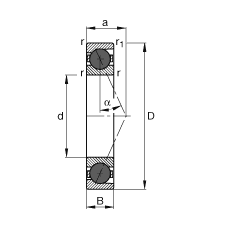 主軸軸承 HCB7219-E-T-P4S, 調節，成對或單元安裝，接觸角 α = 25°，陶瓷球，限制公差