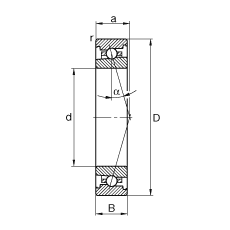 主軸軸承 HS7028-C-T-P4S, 調(diào)節(jié)，成對安裝，接觸角 α = 15°，限制公差