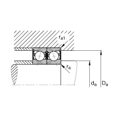 主軸軸承 B7003-C-2RSD-T-P4S, 調節，成對安裝，接觸角 α = 15°，兩側唇密封，非接觸，加嚴公差