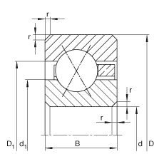 薄截面軸承 CSXA045, 四點接觸球軸承，類型X，運行溫度 -54°C 到 +120°C